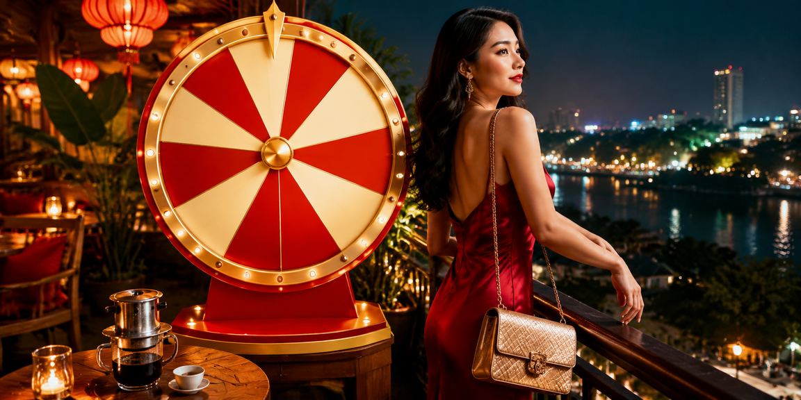 Người dùng tại Hà Nội ngồi uống cà phê và tham gia quay số may mắn trực tuyến