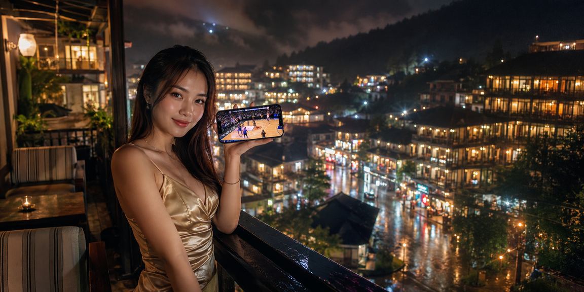 Người hâm mộ bóng rổ tại Sa Pa theo dõi kèo cá cược trên điện thoại di động